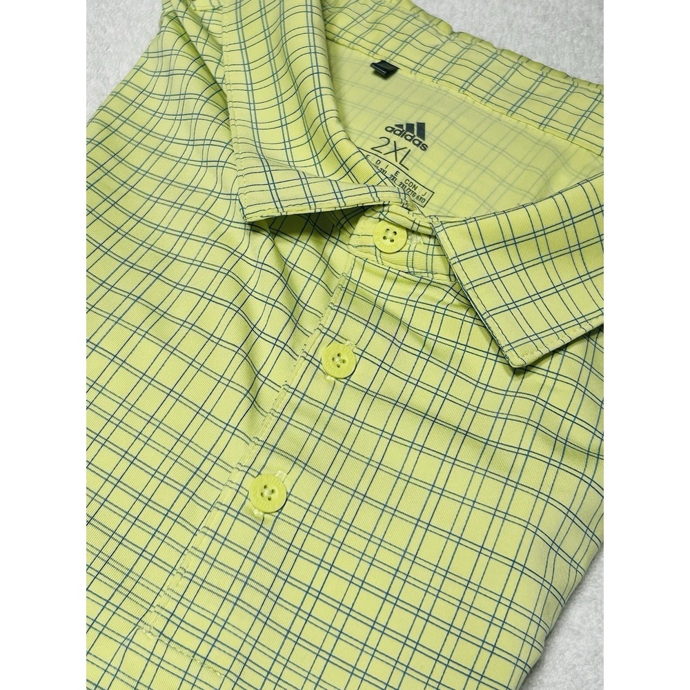 Adidas Ultimate 365 Prime Green Men's Performance Golf Polo Shirt Yellow/Blue